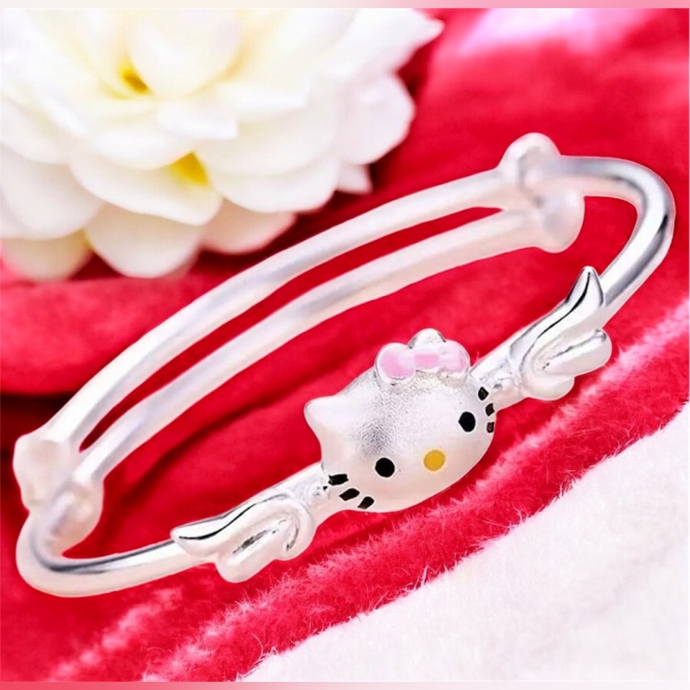 Kitty-inspired Silver and Pink Bracelet